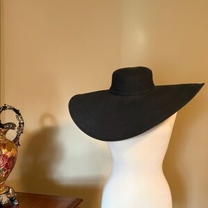 Scala Black Wide-Brim Straw Sun Hat